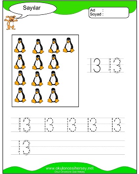 okul öncesi 1 sayısı çizgi çalışması